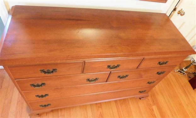 Y & J Custom Furniture Cherry Dresser with Mirror - Oak Secondary Wood - Dovetailed Drawers - Excellent Condition - 37 1/2 tall 50 1/2 by 19 - Mirror Measures 45 by 30