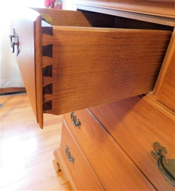 Y & J Custom Furniture Cherry Dresser with Mirror - Oak Secondary Wood - Dovetailed Drawers - Excellent Condition - 37 1/2 tall 50 1/2 by 19 - Mirror Measures 45 by 30