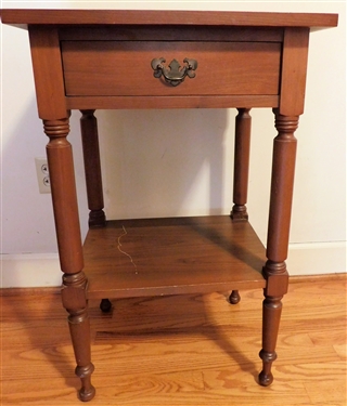 Cherry Single Drawer End Table - 31 tall 30 by 17 - Some Finish Scratches