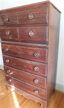 6 Drawer Chest with Wood Knob Pulls - 51 1/2 tall 32 by 17 - Some Overall Finish Scratches