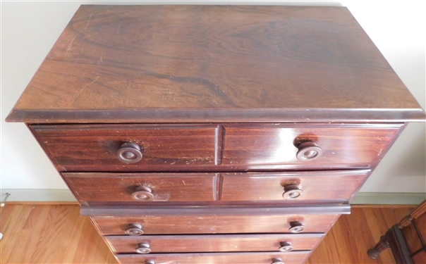 6 Drawer Chest with Wood Knob Pulls - 51 1/2 tall 32 by 17 - Some Overall Finish Scratches