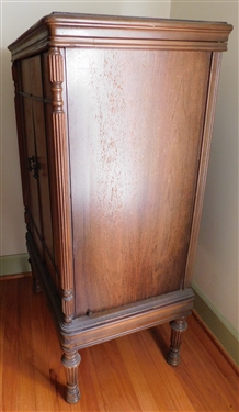 1930's Cabinet with Double Doors and 2 Shelves Inside - Reeded Legs - 46 tall 27 by 19