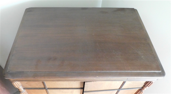 1930's Cabinet with Double Doors and 2 Shelves Inside - Reeded Legs - 46 tall 27 by 19