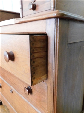 Walnut Marble Top Dresser with Mirror - 2 Small Drawers over 3 Drawers - Pin and Scallop Dovetails - Base Measures 40 1/2 tall 35 by 17