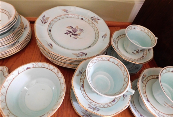 Set of 48 Piece Adams Regent Calyx Ware - Gravy Boat and Some Small Bowls Have Dark Staining Inside