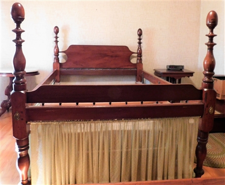 Rope Bed with Acorn Finials with Trundle Rope Bed Underneath - Both Beds Converted to Fit Regular Mattress 