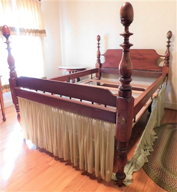 Rope Bed with Acorn Finials with Trundle Rope Bed Underneath - Both Beds Converted to Fit Regular Mattress 