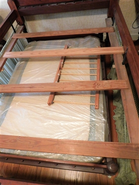 Rope Bed with Acorn Finials with Trundle Rope Bed Underneath - Both Beds Converted to Fit Regular Mattress 
