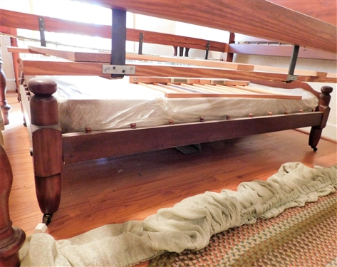 Rope Bed with Acorn Finials with Trundle Rope Bed Underneath - Both Beds Converted to Fit Regular Mattress 