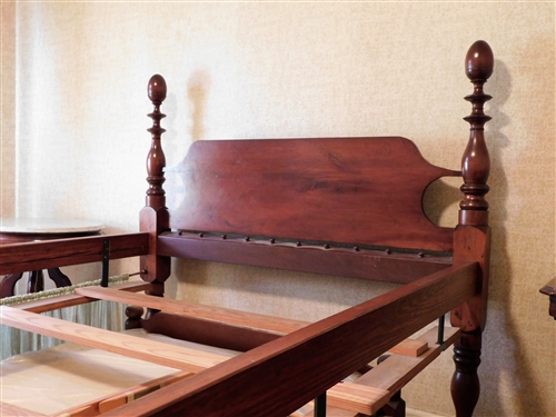 Rope Bed with Acorn Finials with Trundle Rope Bed Underneath - Both Beds Converted to Fit Regular Mattress 