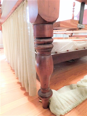 Rope Bed with Acorn Finials with Trundle Rope Bed Underneath - Both Beds Converted to Fit Regular Mattress 