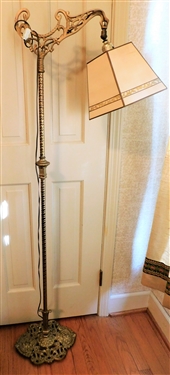 Nice Brass Floor Lamp with North Wind Faces on Base - 59 tall 
