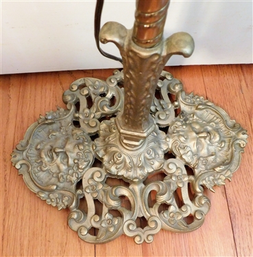 Nice Brass Floor Lamp with North Wind Faces on Base - 59 tall 