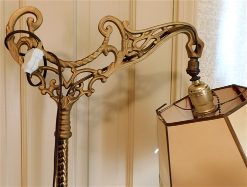 Nice Brass Floor Lamp with North Wind Faces on Base - 59 tall 