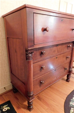 Walnut 4 Drawer Chest with Roman Columns - Turned Feet - Dovetailed Drawers - 47 1/2 tall 43 by 21
