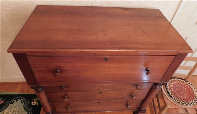 Walnut 4 Drawer Chest with Roman Columns - Turned Feet - Dovetailed Drawers - 47 1/2 tall 43 by 21