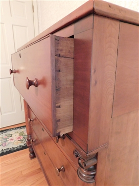 Walnut 4 Drawer Chest with Roman Columns - Turned Feet - Dovetailed Drawers - 47 1/2 tall 43 by 21