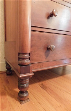 Walnut 4 Drawer Chest with Roman Columns - Turned Feet - Dovetailed Drawers - 47 1/2 tall 43 by 21