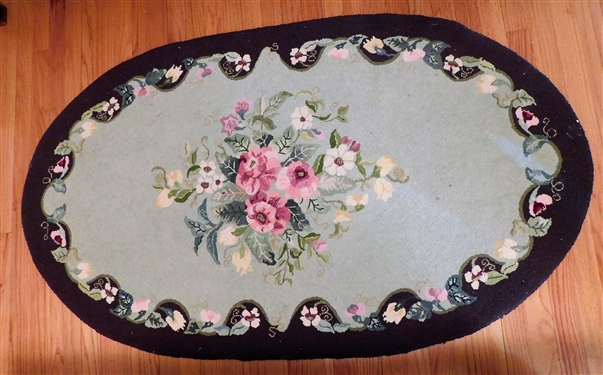 Oval Floral Hook Rug - 61 by 35