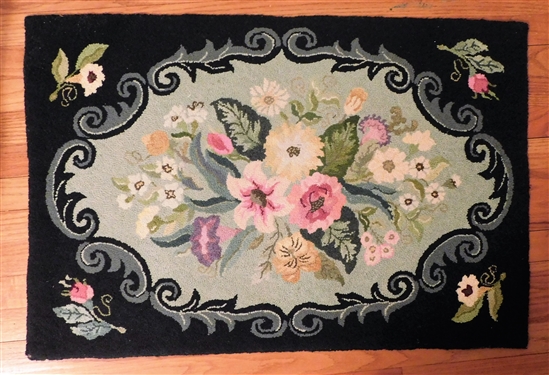 Rectangular Floral Hook Rug - 36 by 23