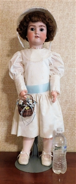 German Bisque Sleep Eye Doll - Composition Body - Jointed Arms and Legs -Signed  Einrich Handwerck Simon Halbig - 6 - 30 Tall - Fur/Hair Eyebrows - 