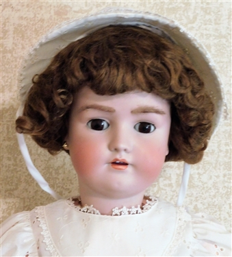 German Bisque Sleep Eye Doll - Composition Body - Jointed Arms and Legs -Signed  Einrich Handwerck Simon Halbig - 6 - 30 Tall - Fur/Hair Eyebrows - 