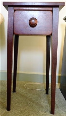 Walnut Pegged Tapered Leg Table with Dovetailed Drawer -28 tall 14 by 14