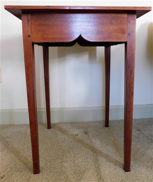 Walnut Pegged Table with Tapered Legs- Scalloped Skirt - 28 tall 21 1/2 by 21 1/2
