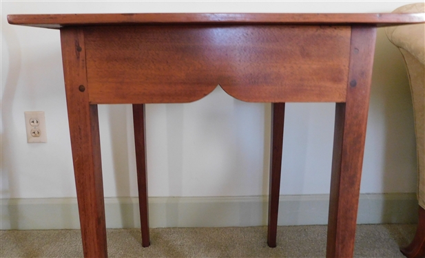 Walnut Pegged Table with Tapered Legs- Scalloped Skirt - 28 tall 21 1/2 by 21 1/2