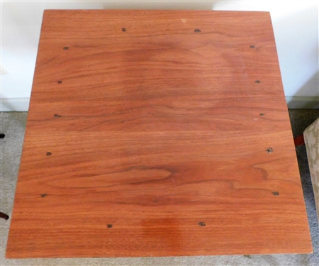 Walnut Pegged Table with Tapered Legs- Scalloped Skirt - 28 tall 21 1/2 by 21 1/2