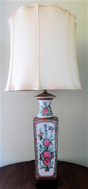 Beautiful Rose Medallion Style Table Lamp with Butterflies and Birds - 33 Total Height - 18 to top of Base