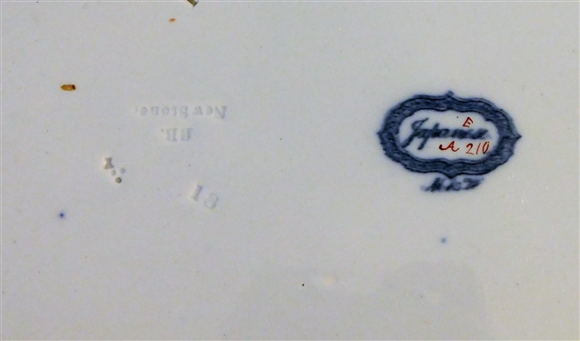 Antique Circa 1825 Large New Stone Japanese Transferware Platter - 19 1/4 by 15 1/2 - Repaired Chip - See Photo