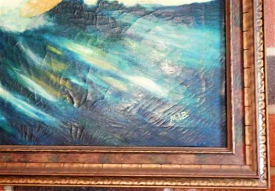 1920's MIB Oil on Canvas Painting of a Ship - Framed - Frame Measures - 28 3/4 by 27 1/2