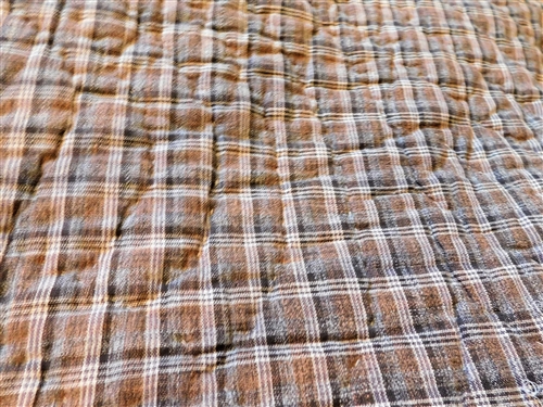 Hand Stitched Crazy Quilt - Plaid Backing -  85 1/2 by 74 1/2 - Some Worn Areas