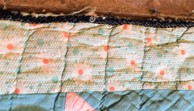 Hand Stitched Star Pattern Quilt -With Metal Number Tag -  Some Fraying Around Edges and Repaired Area - See Photos - 80 by 67 1/2 
