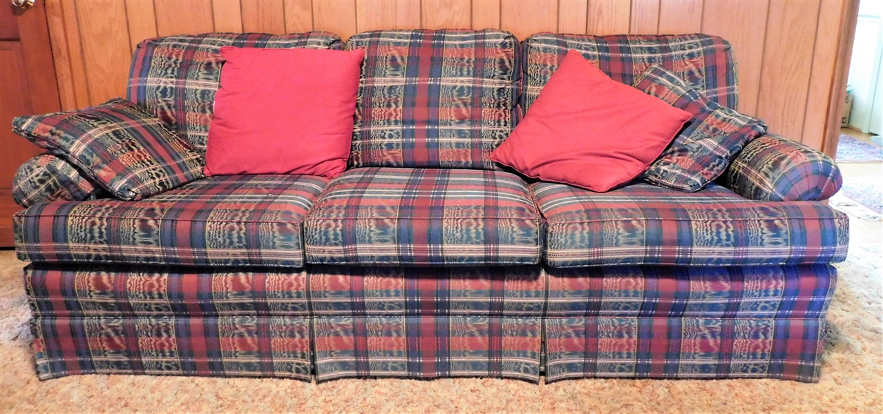 Conover Chair Company Navy, Red, and Gold Plaid Sofa - Very Clean - 78" long 36" deep