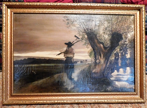 1927 Oil on Canvas Painting by Miss Ira Bruton - Framed - Frame Measures 20 1/2 by 29 1/2