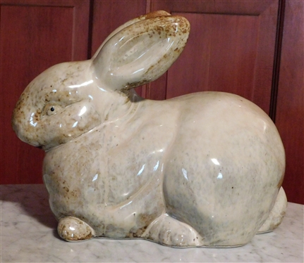 Large Ceramic Rabbit Figure - 9 to tip of ears - 12 Nose to Tail 