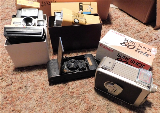 Box lot of Cameras including Kodak and Cannon 