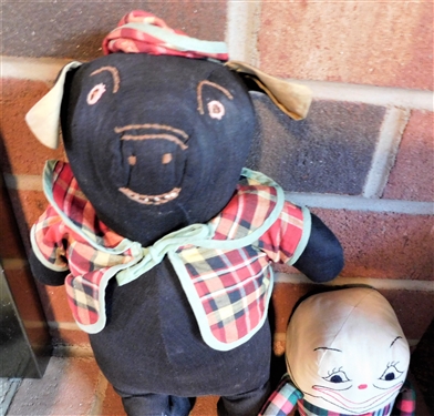 Antique Handmade Pig and Humpty Dumpty Stuffed Animals 