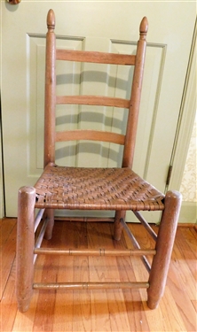 Primitive Oak Split Bottom Ladder Back Chair 