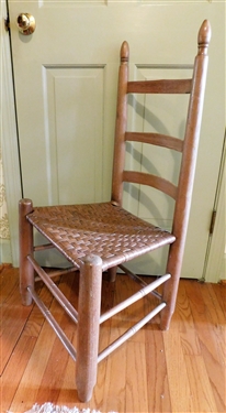 Primitive Oak Split Bottom Ladder Back Chair 