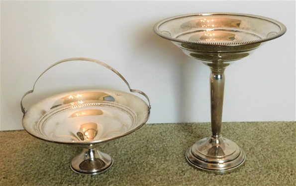Columbia Sterling Weighted Compote 7 1/2 tall and Sterling Silver Weighted Basket 3 1/2 Tall 