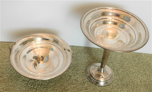 Columbia Sterling Weighted Compote 7 1/2 tall and Sterling Silver Weighted Basket 3 1/2 Tall 