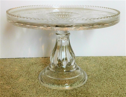 Earl American Press Glass Cake Stand - 6 3/4 tall 10 1/4 Across