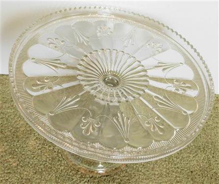Earl American Press Glass Cake Stand - 6 3/4 tall 10 1/4 Across