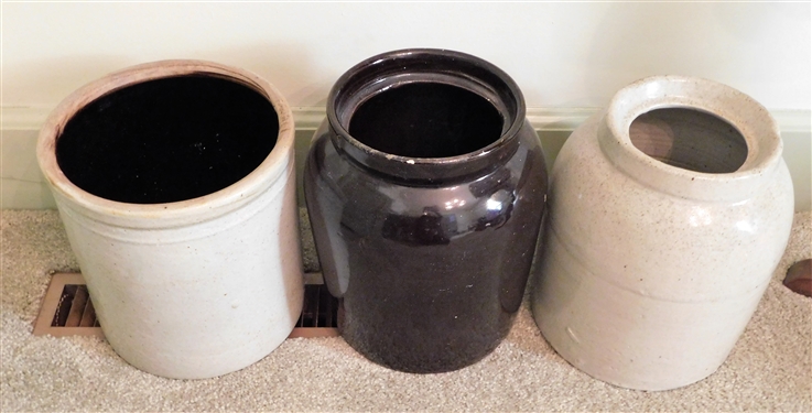 3 Pottery Crocks - 2 - 9 tall 1 - 8