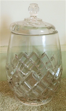 Lot of Glassware including Early Glass Jar with Lid, Trifle Dish, Syrup Pitcher, Glasses, Etc.