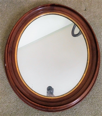 Walnut Oval Shadowbox Mirror - Frame Measures 26 by 22