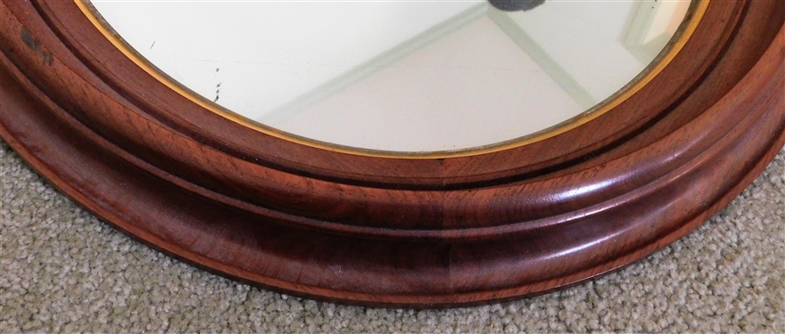 Walnut Oval Shadowbox Mirror - Frame Measures 26 by 22
